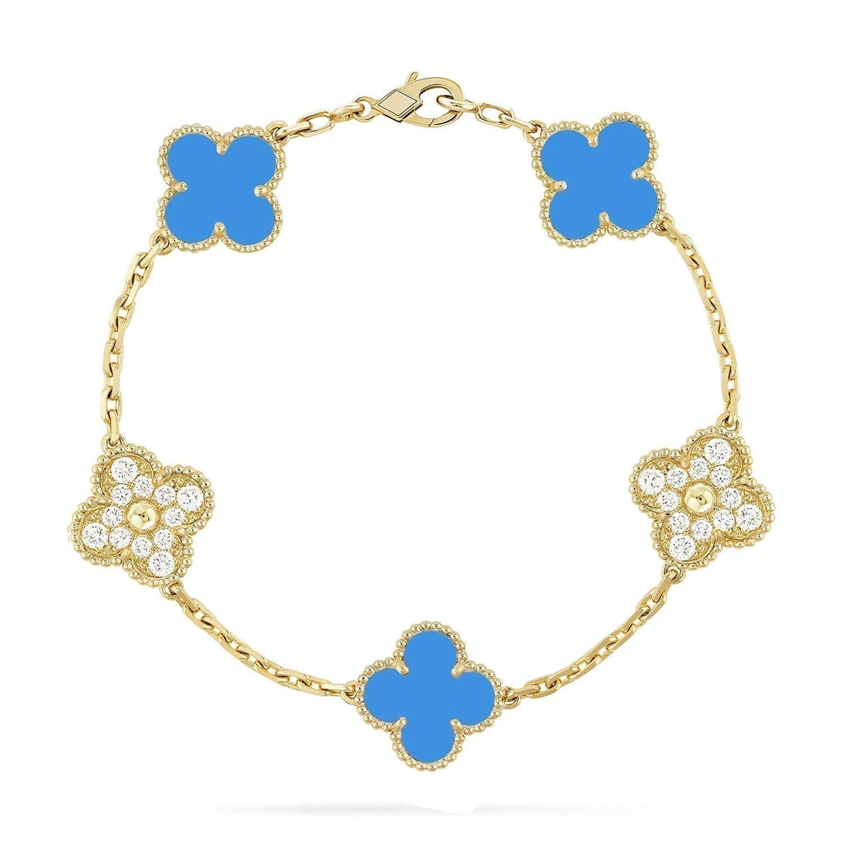 [Legend]LUCKY CLOVER 5-MOTIF BRACELET - BLUE AGATE COLLECTION
