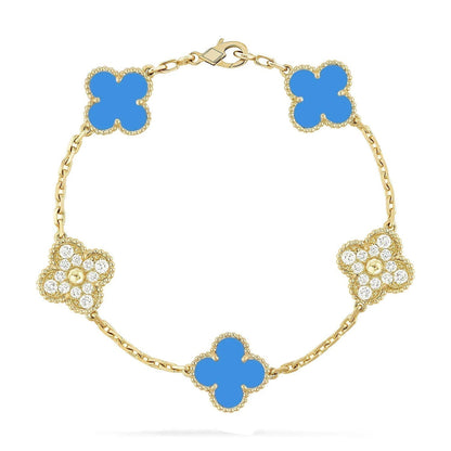 [Legend]LUCKY CLOVER 5-MOTIF BRACELET - BLUE AGATE COLLECTION