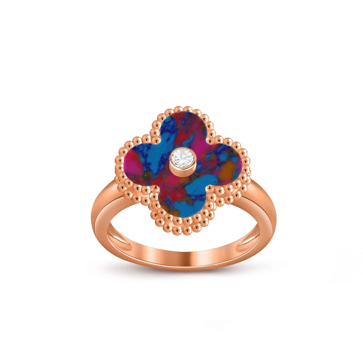 [Legend]LUCKY CLOVER DIAMOND-ACCENT ROSE GOLD RING COLLECTION