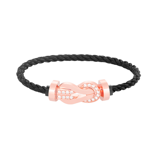 [Legend]LARGE 8-FIGURE BUCKLE HALF DIAMOND BRACELET - ROSE GOLD