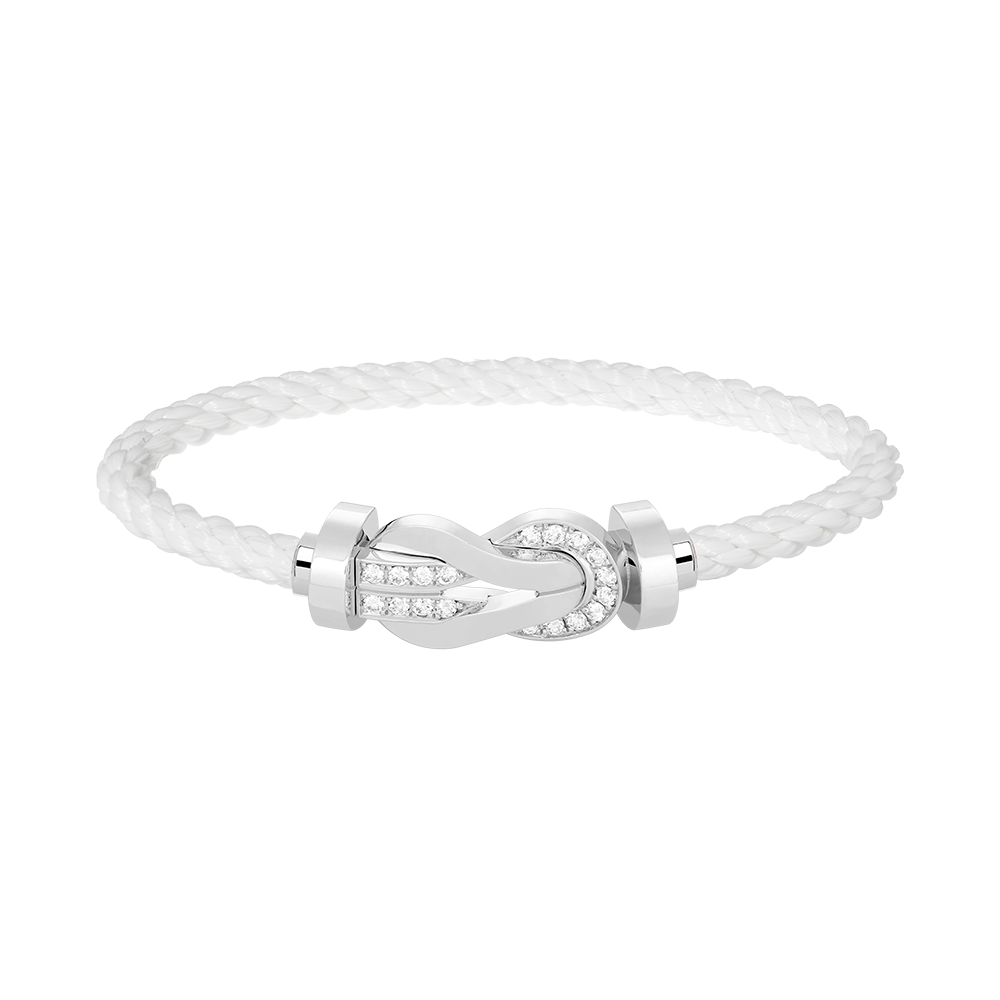 [Legend]LARGE 8-FIGURE BUCKLE HALF DIAMOND BRACELET - WHITE GOLD