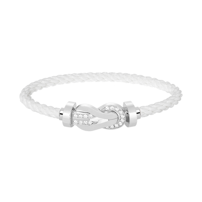 [Legend]LARGE 8-FIGURE BUCKLE HALF DIAMOND BRACELET - WHITE GOLD