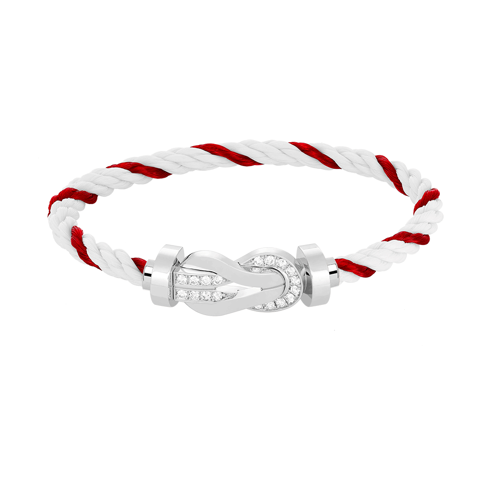 [Legend]LARGE 8-FIGURE BUCKLE HALF DIAMOND BRACELET - WHITE GOLD