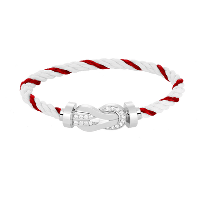 [Legend]LARGE 8-FIGURE BUCKLE HALF DIAMOND BRACELET - WHITE GOLD