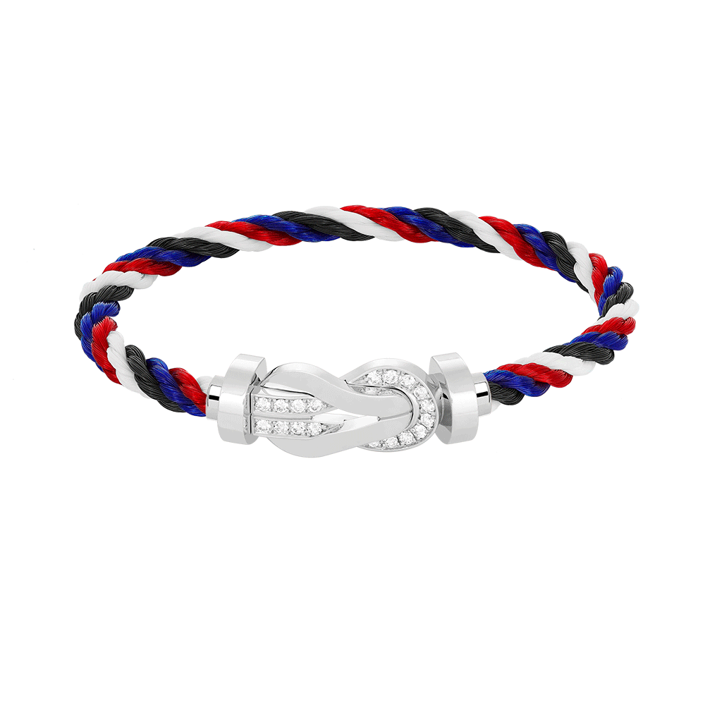 [Legend]LARGE 8-FIGURE BUCKLE HALF DIAMOND BRACELET - WHITE GOLD
