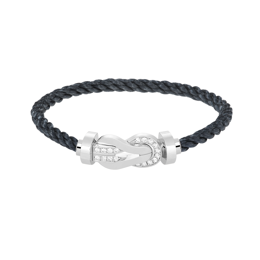 [Legend]LARGE 8-FIGURE BUCKLE HALF DIAMOND BRACELET - WHITE GOLD