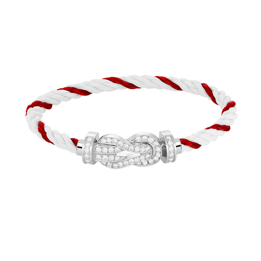 [Legend]LARGE 8-FIGURE BUCKLE FULL DIAMOND BRACELET -WHITE GOLD