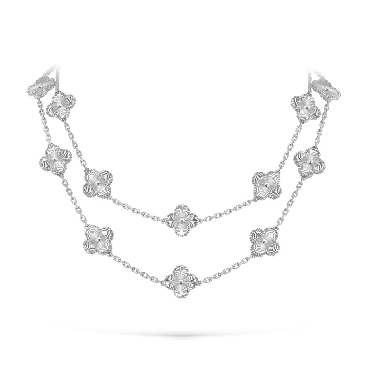 [Legend]CLASSIC 20-MOTIF LUCKY CLOVER LONG NECKLACE WHITE GOLD COLLECTION