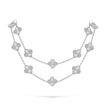 [Legend]CLASSIC 20-MOTIF LUCKY CLOVER LONG NECKLACE WHITE GOLD COLLECTION