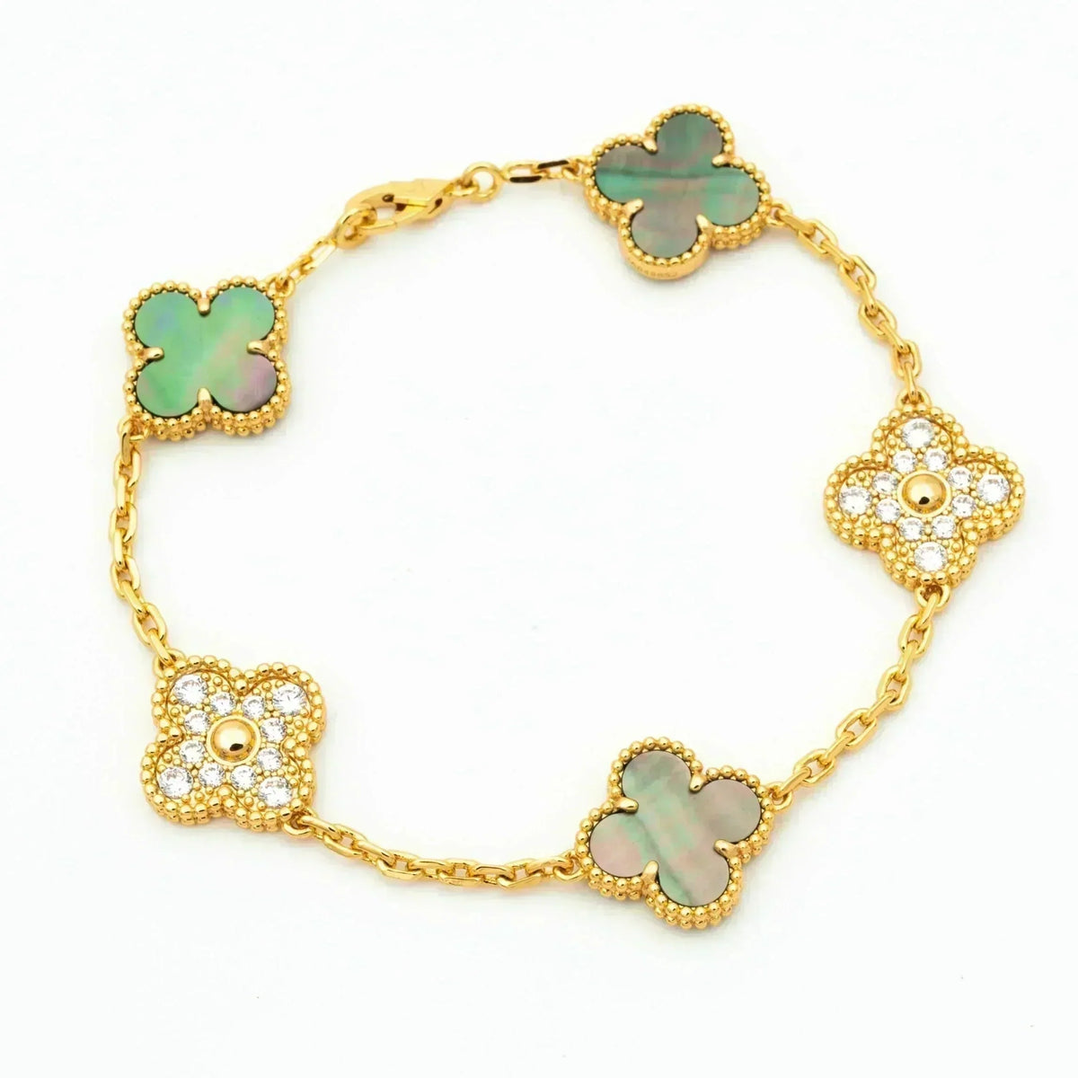 [Legend]LUCKY CLOVER 5-MOTIF BRACELET - GREY MOTHER-OF-PEARL COLLECTION