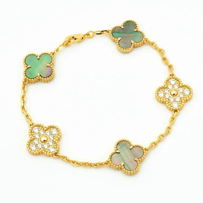 [Legend]LUCKY CLOVER 5-MOTIF BRACELET - GREY MOTHER-OF-PEARL COLLECTION