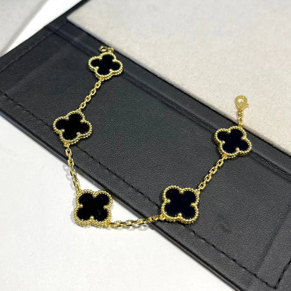 [Legend]LUCKY CLOVER 5-MOTIF BRACELET - BLACK OXNY COLLECTION