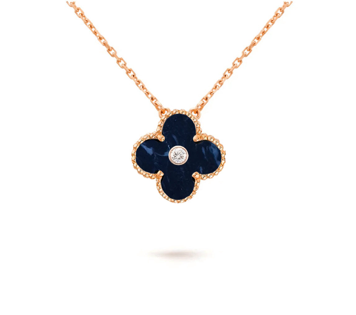 [Legend]15MM CLOVER FLOWER DIAMOND PENDANT NECKLACE COLLECTION