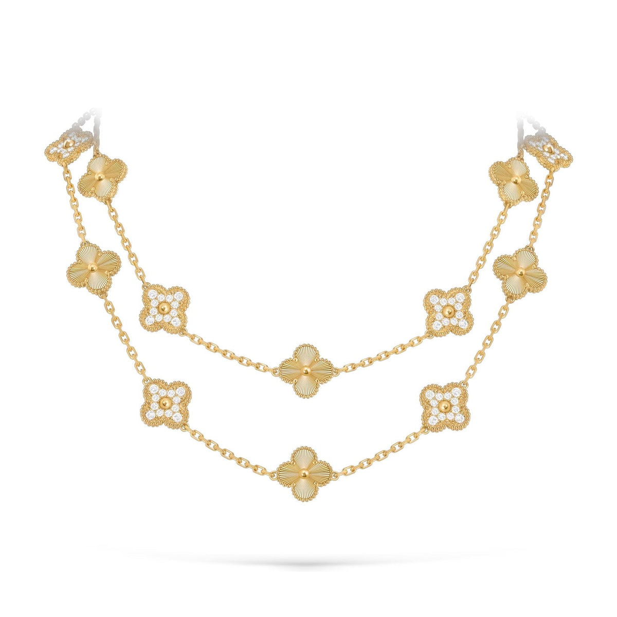 [Legend]CLASSIC 20-MOTIF LUCKY CLOVER LONG NECKLACE GOLD COLLECTION