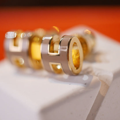 [Legend]MINI POP H GOLD EARRINGS GREY