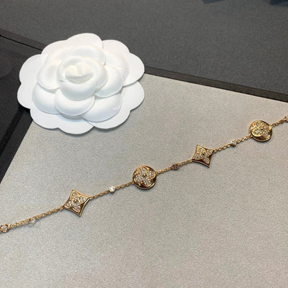 [Legend]STAR AND SUN 4 MOTIFS GOLD DIAMONDS BRACELET