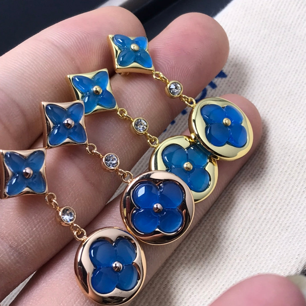 [Legend]STAR AND SUN AGATE DIAMOND EARRINGS