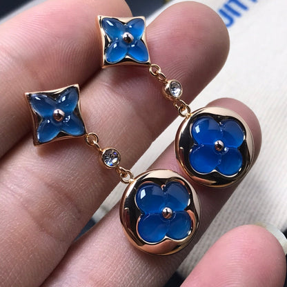 [Legend]STAR AND SUN AGATE DIAMOND EARRINGS