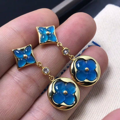 [Legend]STAR AND SUN AGATE DIAMOND EARRINGS