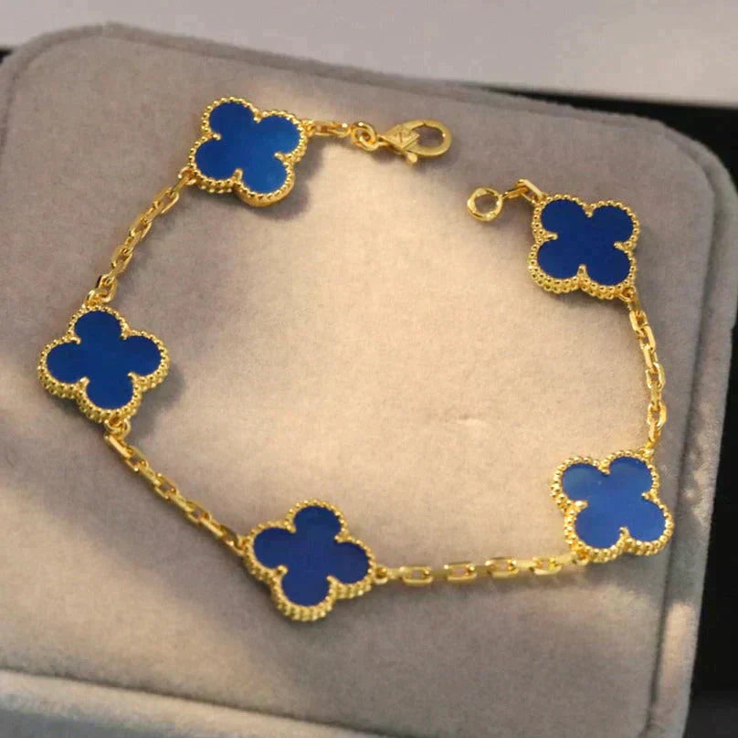 [Legend]LUCKY CLOVER 5-MOTIF BRACELET - BLUE AGATE COLLECTION