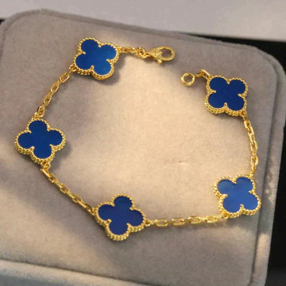 [Legend]LUCKY CLOVER 5-MOTIF BRACELET - BLUE AGATE COLLECTION