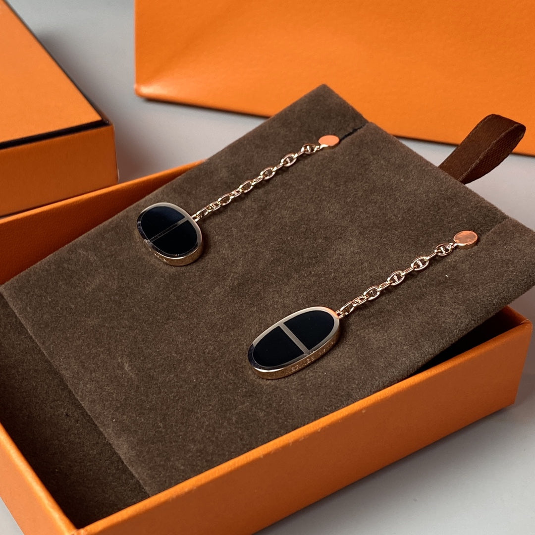 [Legend]CHAINE VERSO BLACK CERAMIC EARRINGS