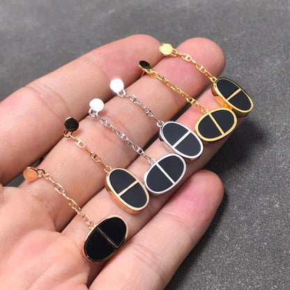 [Legend]CHAINE VERSO BLACK CERAMIC SILVER EARRINGS