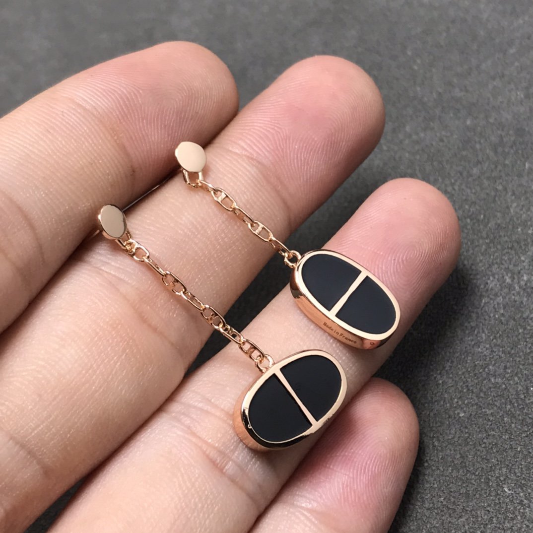 [Legend]CHAINE VERSO BLACK CERAMIC SILVER EARRINGS