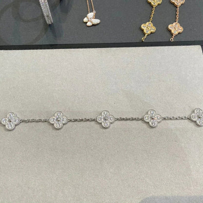 [Legend]LUCKY CLOVER 5-MOTIF BRACELET - FULL-DIAMOND