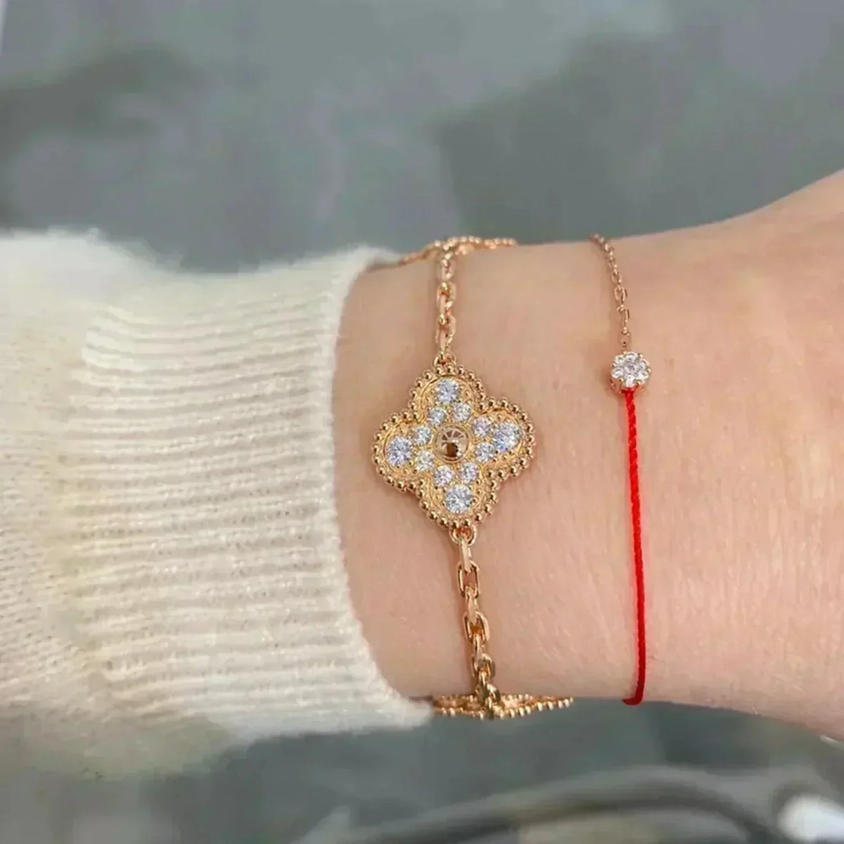 [Legend]LUCKY CLOVER 5-MOTIF BRACELET - FULL-DIAMOND