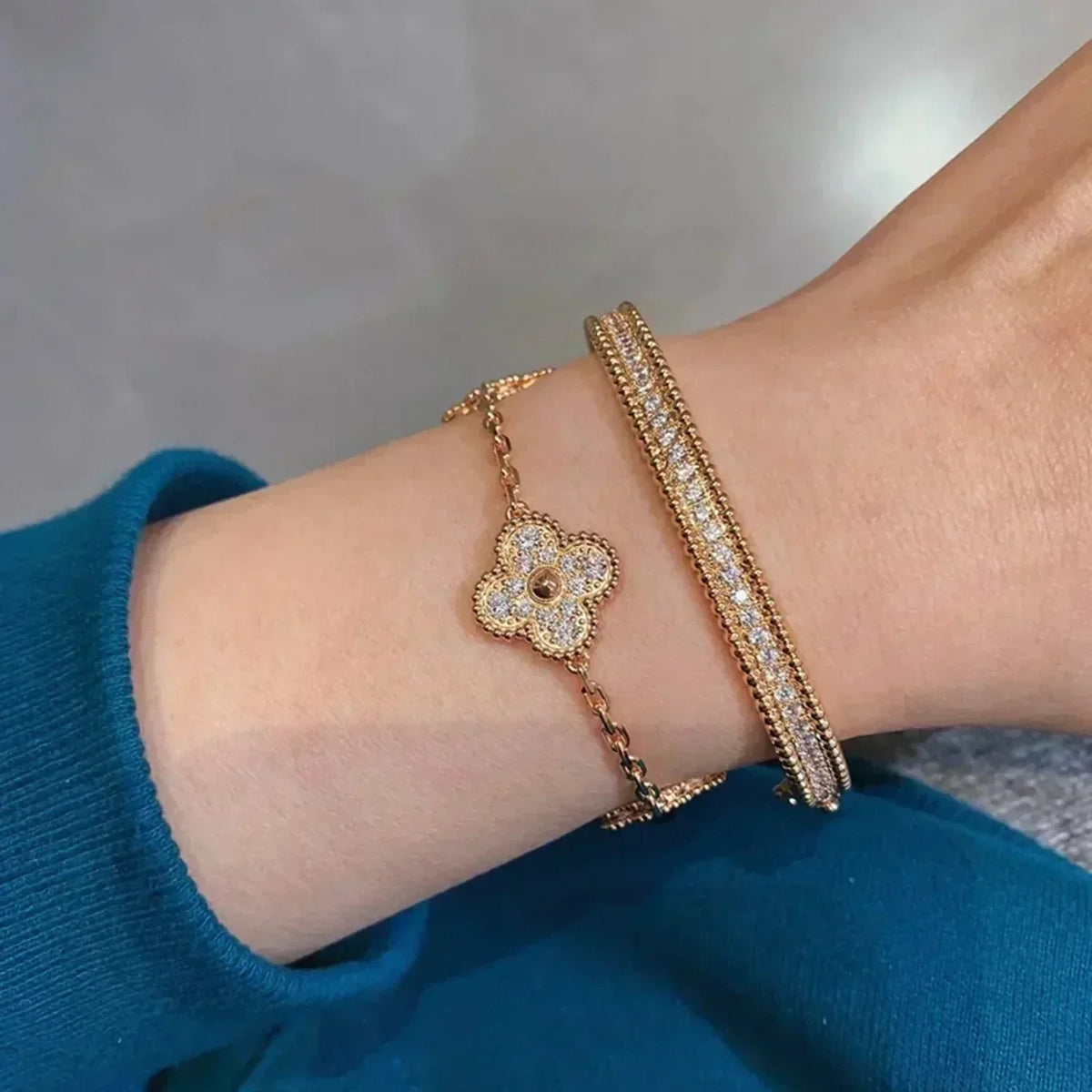 [Legend]LUCKY CLOVER 5-MOTIF BRACELET - FULL-DIAMOND