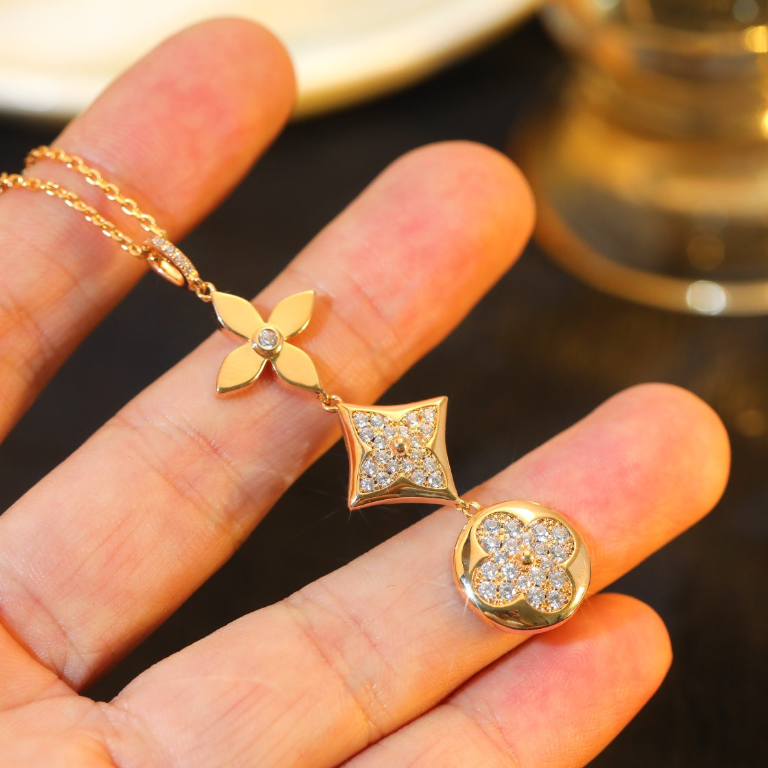 [Legend]STAR AND SUN DIAMOND ROSE GOLD NECKLACE
