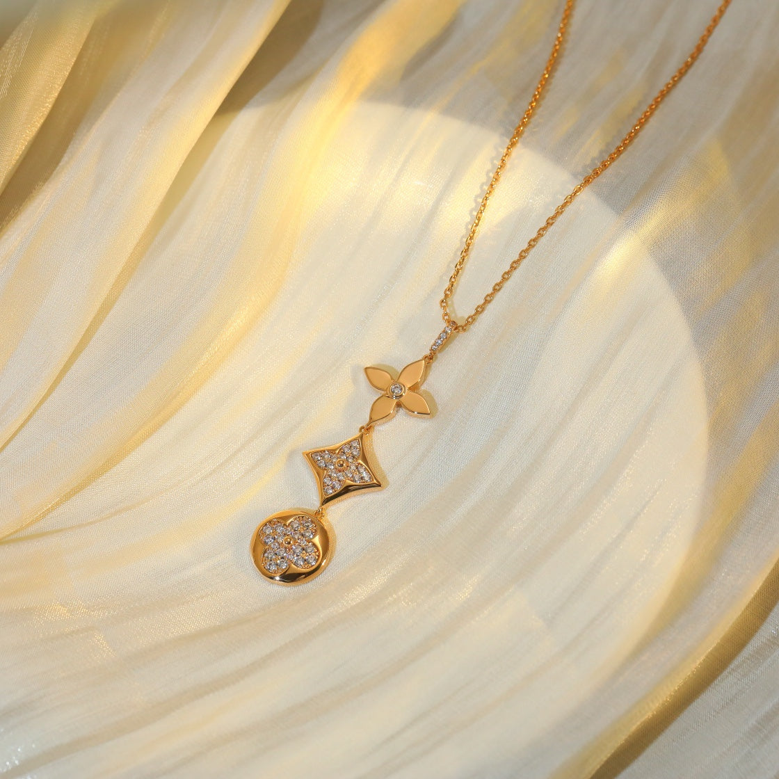 [Legend]STAR AND SUN DIAMOND ROSE GOLD NECKLACE
