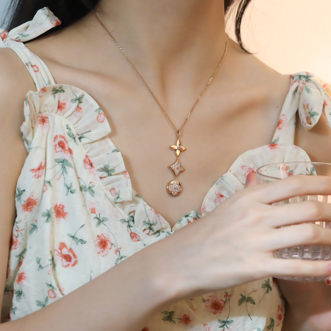 [Legend]STAR AND SUN DIAMOND ROSE GOLD NECKLACE