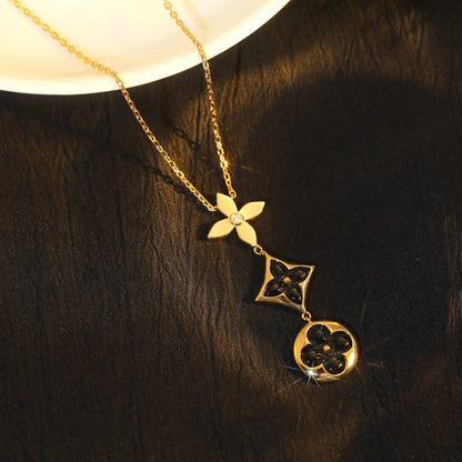 [Legend]STAR AND SUN ONYX ROSE GOLD NECKLACE