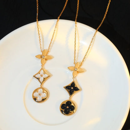 [Legend]STAR AND SUN ONYX ROSE GOLD NECKLACE