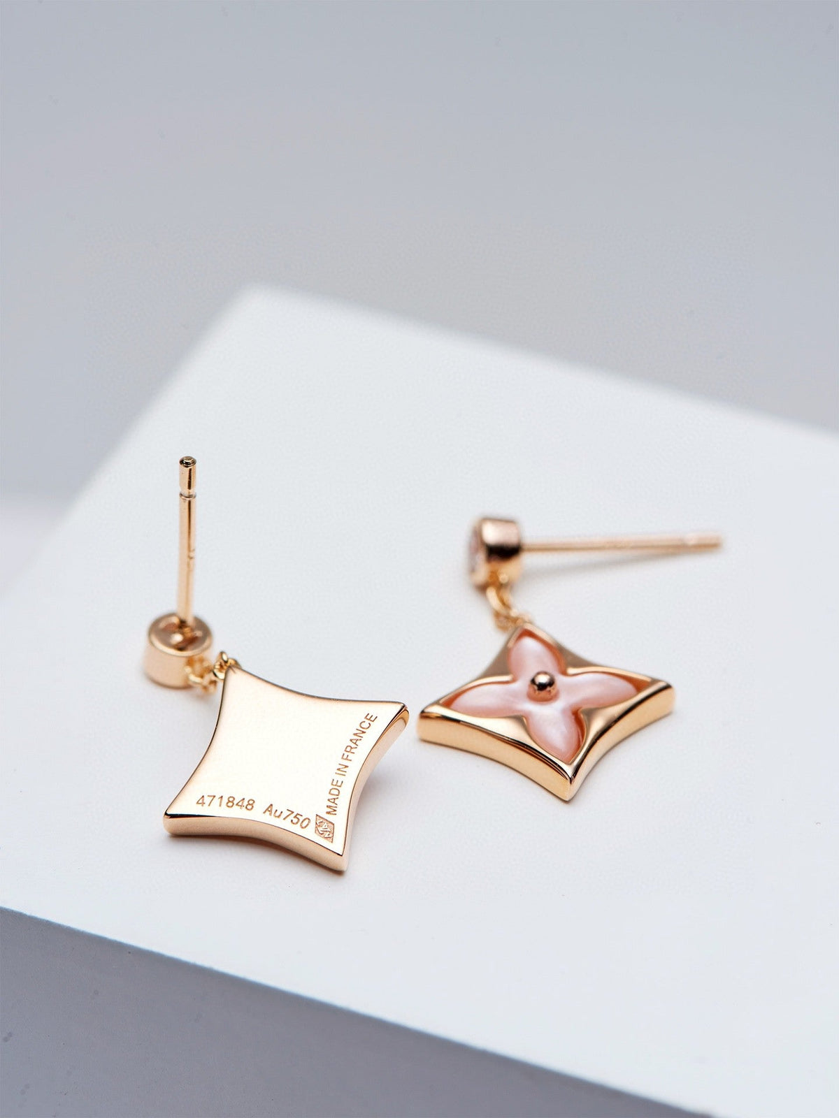 [Legend]DOUBLE STAR ROSE GOLD MOP DROP EARRINGS