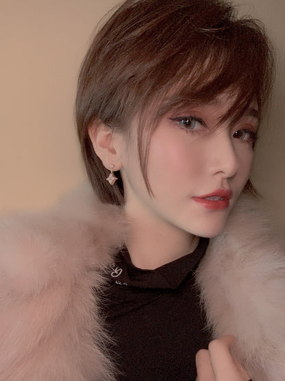 [Legend]DOUBLE STAR ROSE GOLD MOP DROP EARRINGS