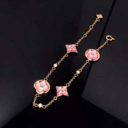 [Legend]STAR AND SUN 4 MOTIF PINK MOP ROSE GOLD BRACELET