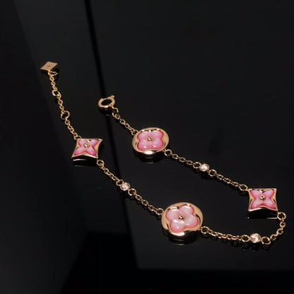 [Legend]STAR AND SUN 4 MOTIF PINK MOP ROSE GOLD BRACELET