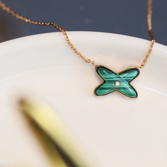 [Legend]JEUX MALACHITE 1 DIAMOND ROSE GOLD NECKLACE