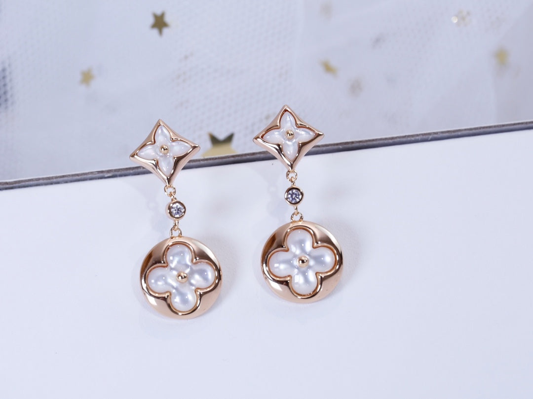 [Legend]STAR AND SUN ROSE GOLD MOP DROP EARRINGS