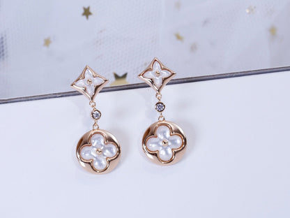 [Legend]STAR AND SUN ROSE GOLD MOP DROP EARRINGS
