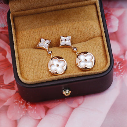 [Legend]STAR AND SUN ROSE GOLD MOP DROP EARRINGS