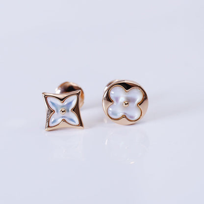 [Legend]STAR AND SUN ROSE GOLD MOP STUD EARRINGS