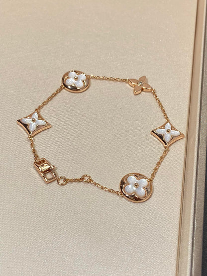 [Legend]STAR AND SUN 5 MOTIF MOP ROSE GOLD BRACELET