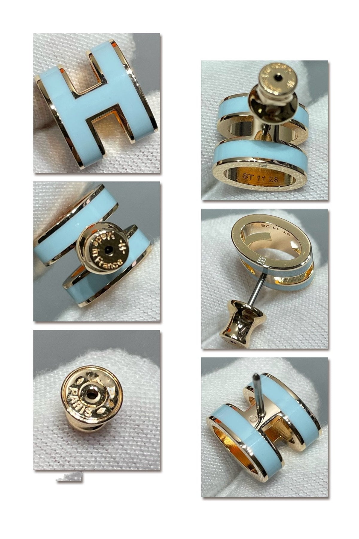 [Legend]POP H SKY BLUE STUD EARRINGS