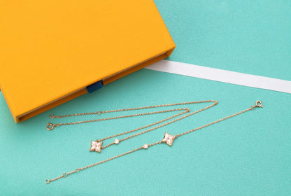 [Legend]STAR PINK MOP 1 DIAMOND ROSE GOLD NECKLACE