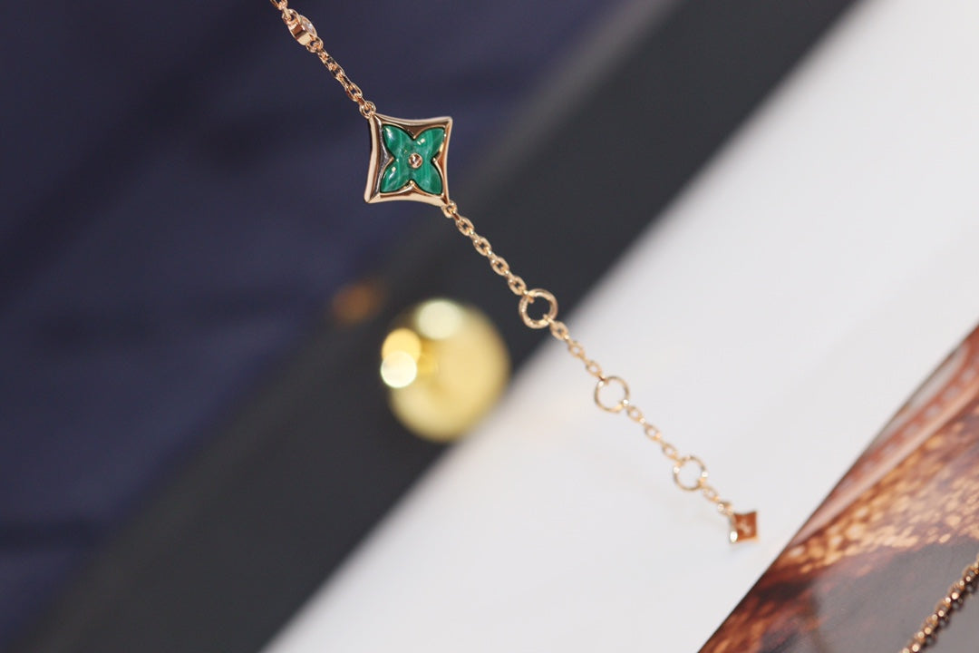 [Legend]STAR AND SUN 4 MOTIF ROSE GOLD MALACHITE BRACELET