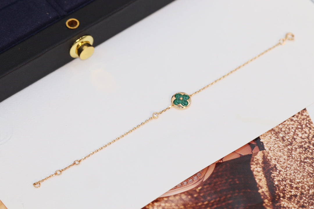 [Legend]STAR AND SUN 4 MOTIF ROSE GOLD MALACHITE BRACELET